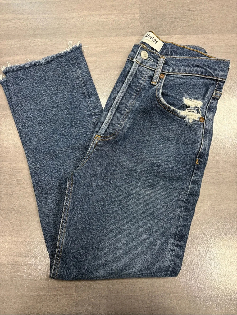AGOLDE Riley High-Rise Straight Leg Crop Jeans